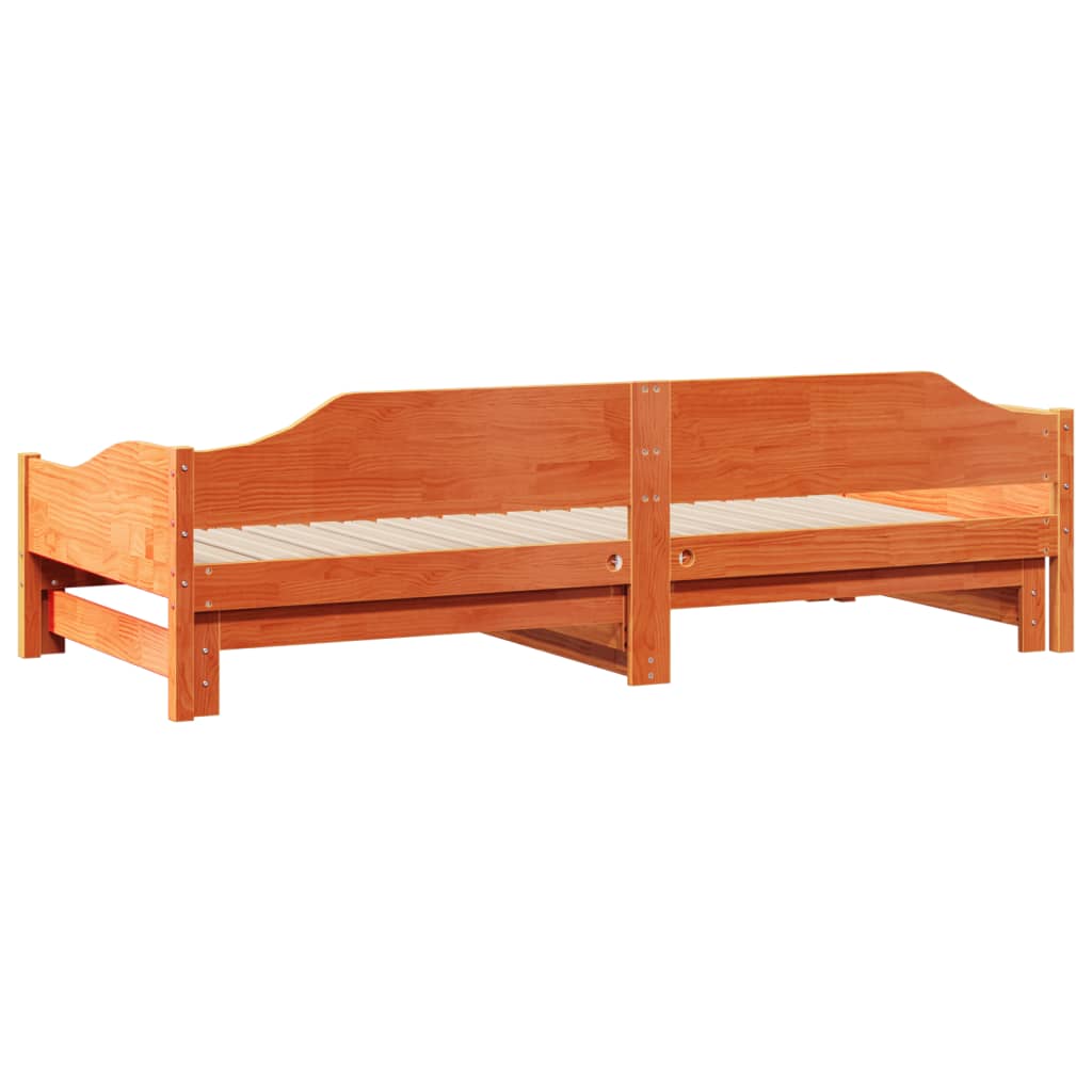 vidaXL Sofá cama nido sin colchón madera maciza marrón cera 90x190 cm