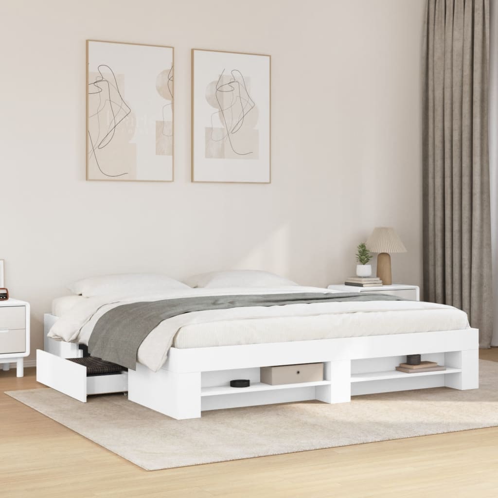 vidaXL Cama sin colchón blanca 180x200 cm madera de ingeniería