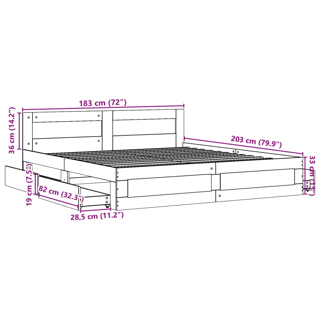 vidaXL Cama con cabecero madera de ingeniería roble Sonoma 180x200 cm