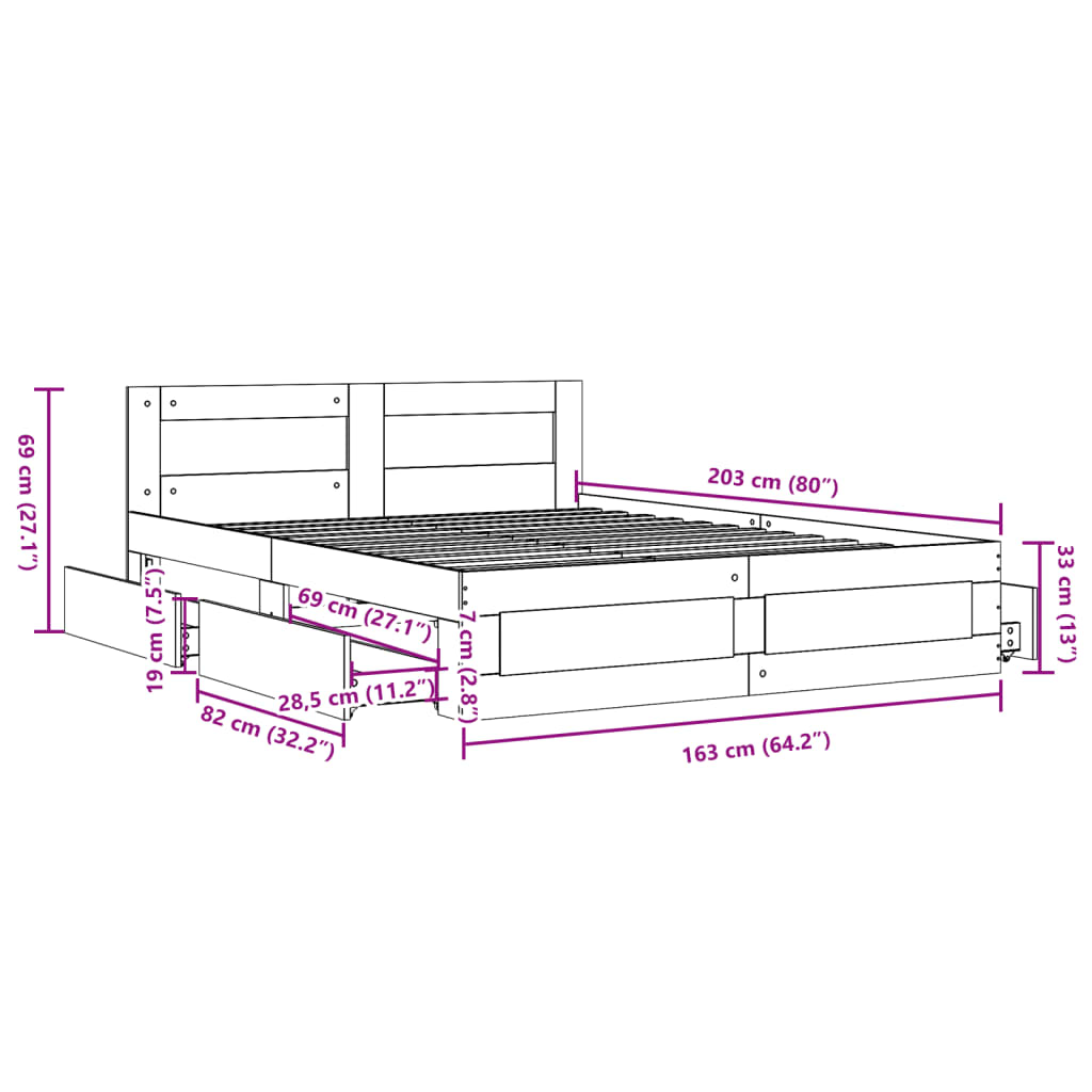 vidaXL Cama con cabecero madera de ingeniería roble Sonoma 160x200 cm