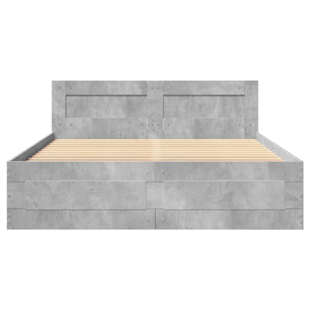 vidaXL Cama con cabecero madera de ingeniería gris hormigón 140x200 cm