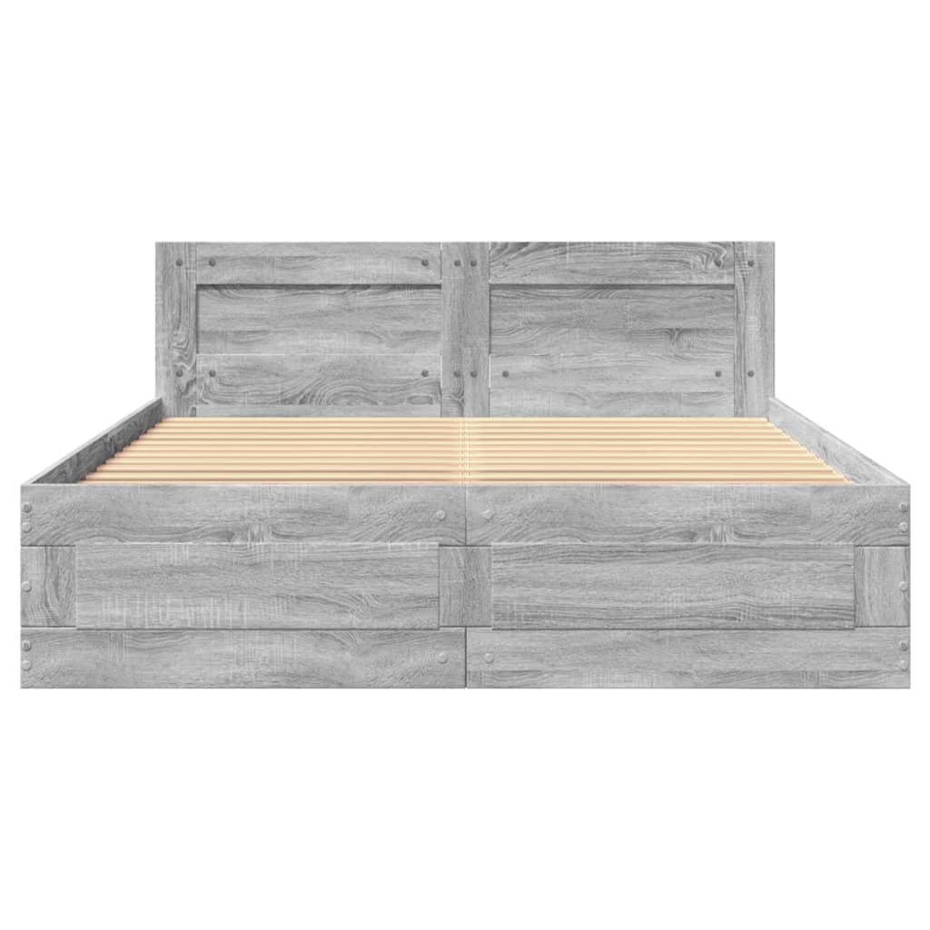 vidaXL Cama con cabecero madera de ingeniería gris Sonoma 140x200 cm