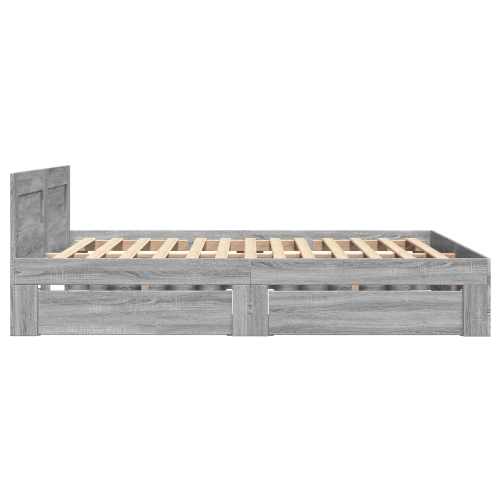 vidaXL Cama con cabecero madera de ingeniería gris Sonoma 140x200 cm