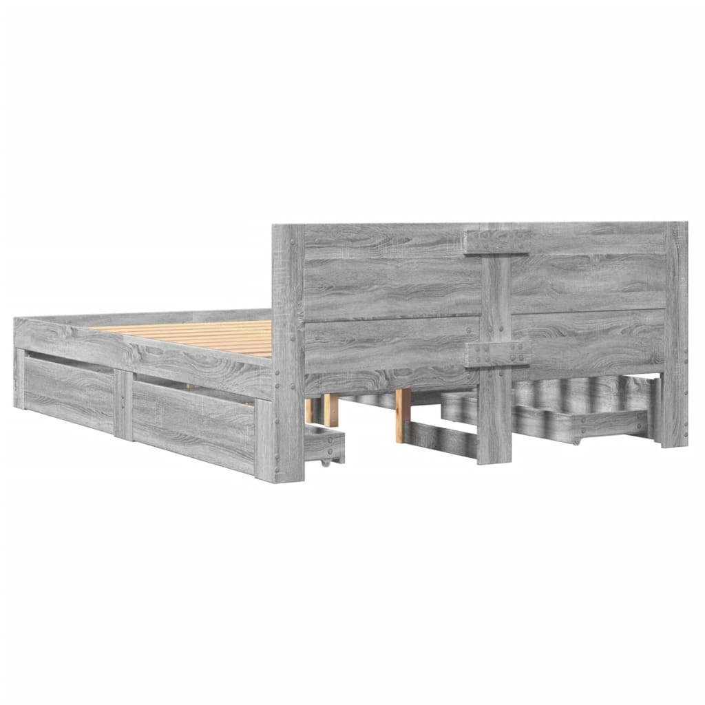 vidaXL Cama con cabecero madera de ingeniería gris Sonoma 140x200 cm