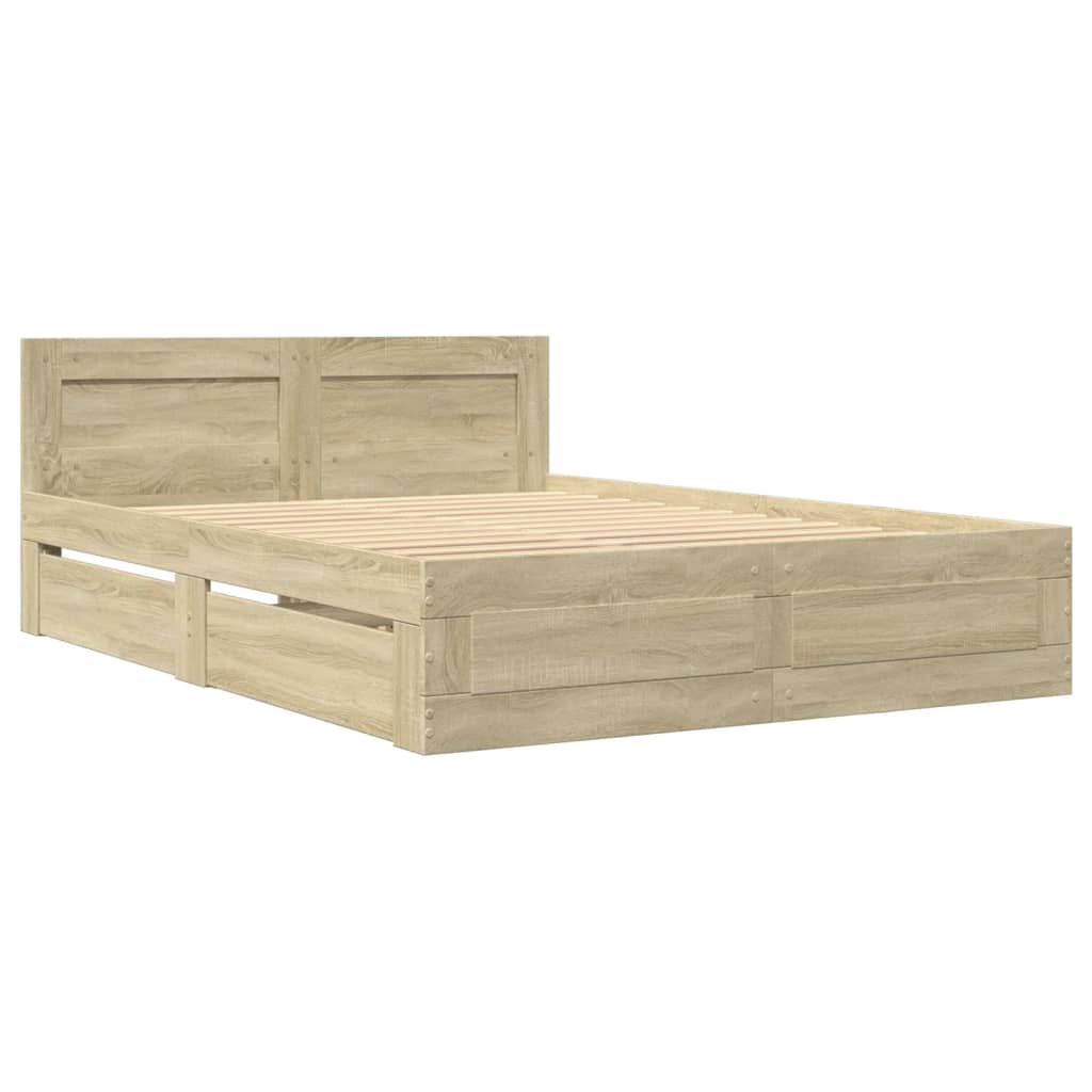 vidaXL Cama con cabecero madera de ingeniería roble Sonoma 120x200 cm