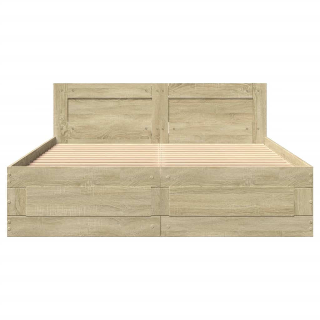 vidaXL Cama con cabecero madera de ingeniería roble Sonoma 120x200 cm