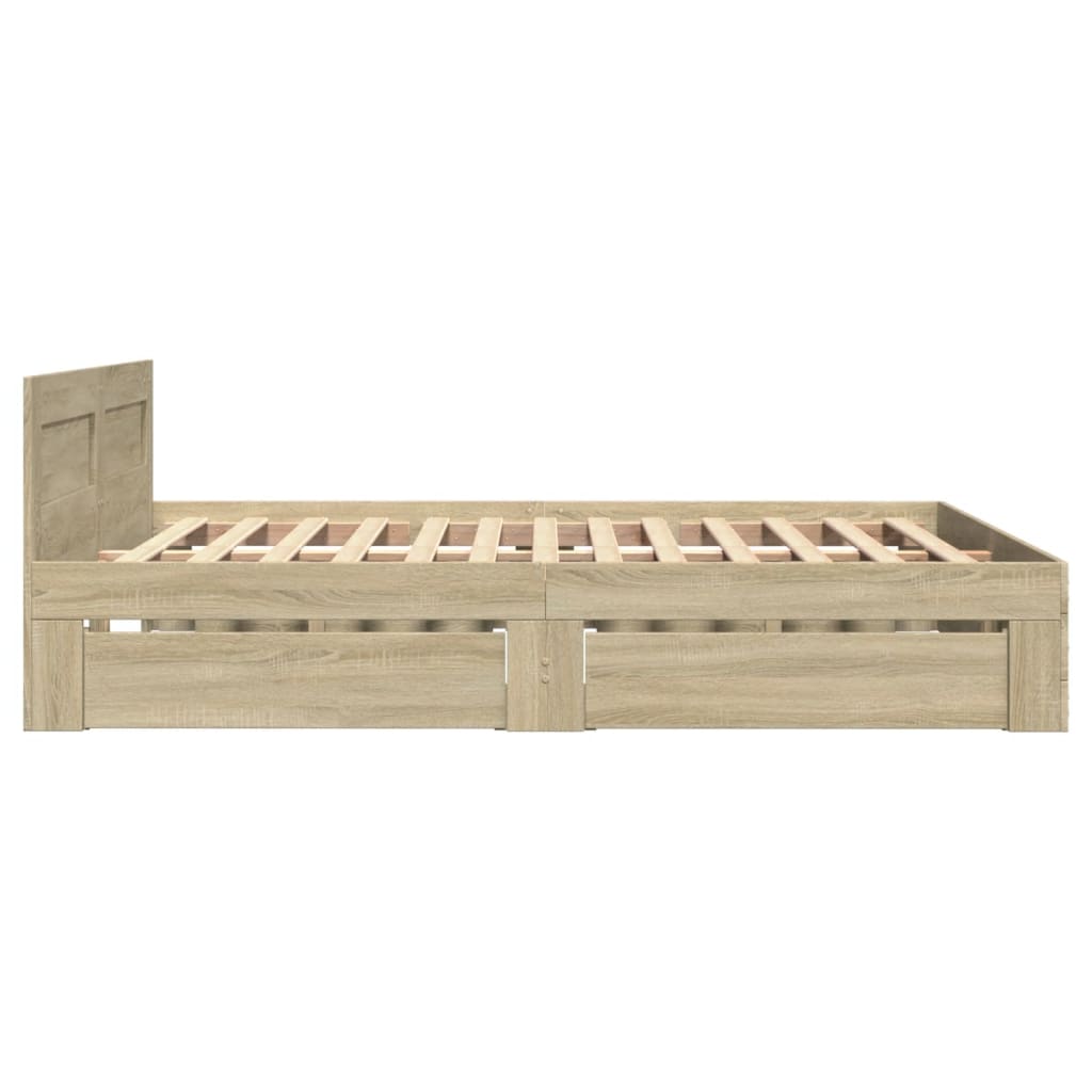 vidaXL Cama con cabecero madera de ingeniería roble Sonoma 120x200 cm