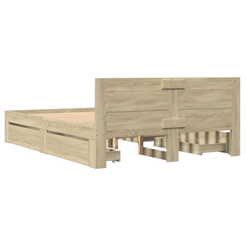 vidaXL Cama con cabecero madera de ingeniería roble Sonoma 120x200 cm