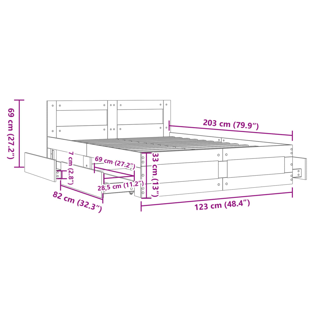 vidaXL Cama con cabecero madera de ingeniería roble Sonoma 120x200 cm