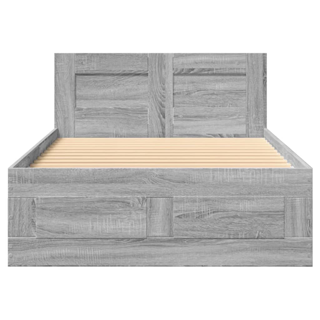 vidaXL Cama con cabecero madera de ingeniería gris Sonoma 100x200 cm