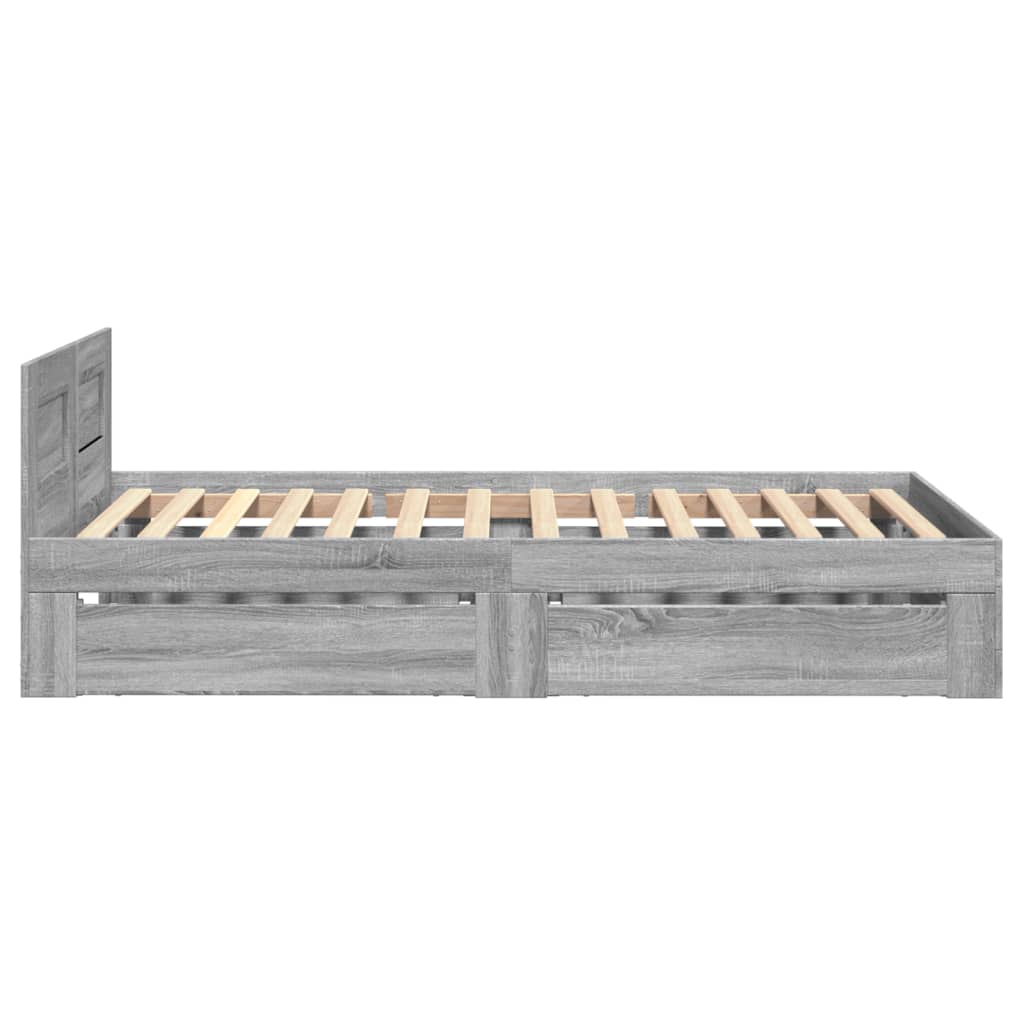 vidaXL Cama con cabecero madera de ingeniería gris Sonoma 100x200 cm