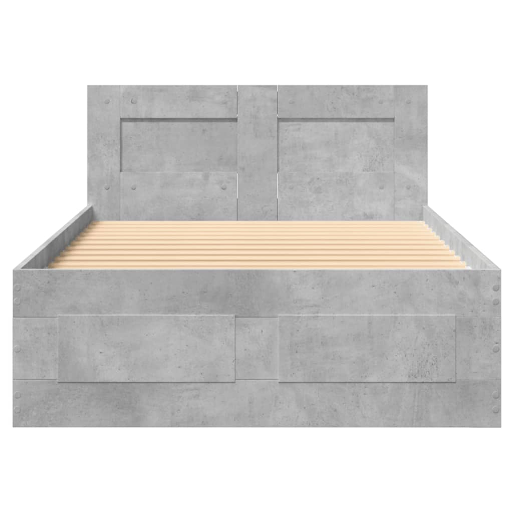 vidaXL Cama con cabecero madera de ingeniería gris hormigón 90x200 cm