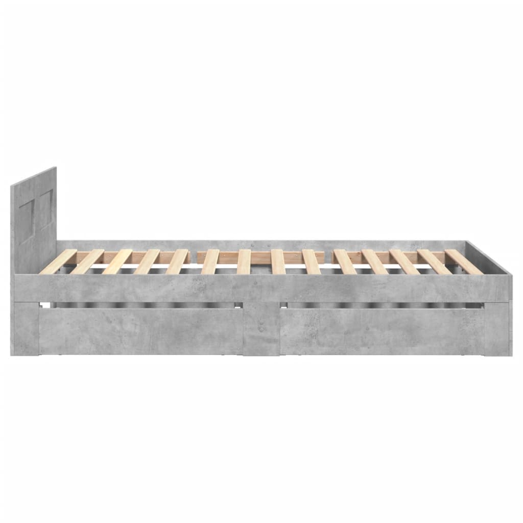 vidaXL Cama con cabecero madera de ingeniería gris hormigón 90x200 cm