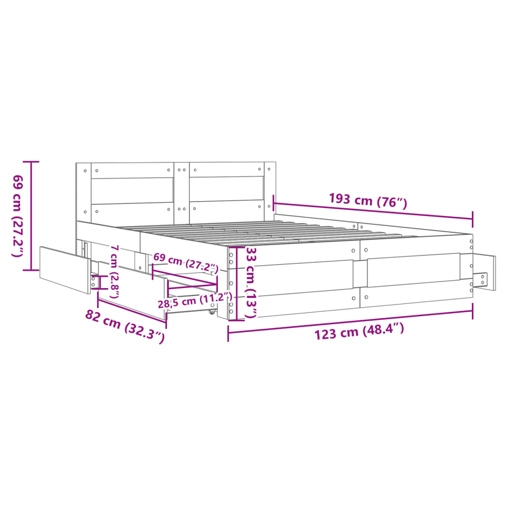 vidaXL Cama con cabecero madera de ingeniería gris Sonoma 120x190 cm