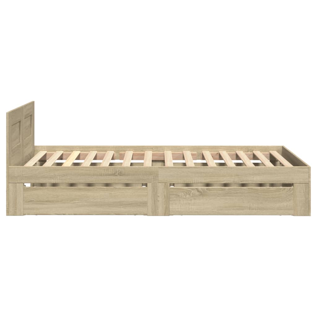 vidaXL Cama con cabecero madera de ingeniería roble Sonoma 90x190 cm