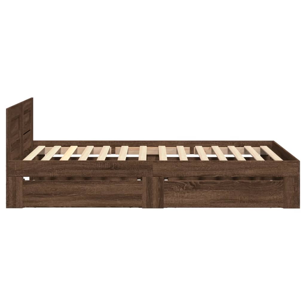 vidaXL Cama con cabecero madera de ingeniería marrón roble 75x190 cm