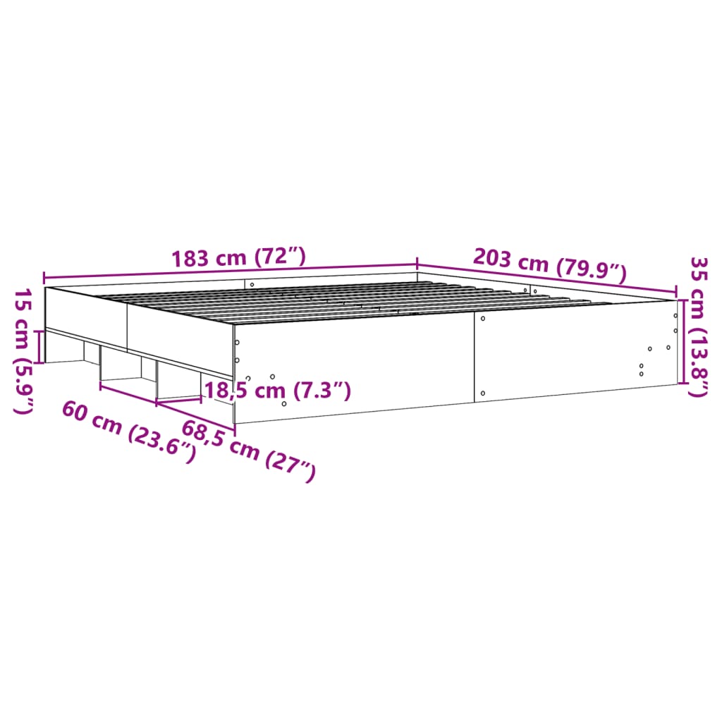 vidaXL Cama sin colchón blanca 180x200 cm madera de ingeniería