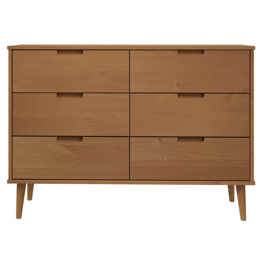 vidaXL Mesita de noche MOLDE madera maciza de pino marrón 113x40x80 cm