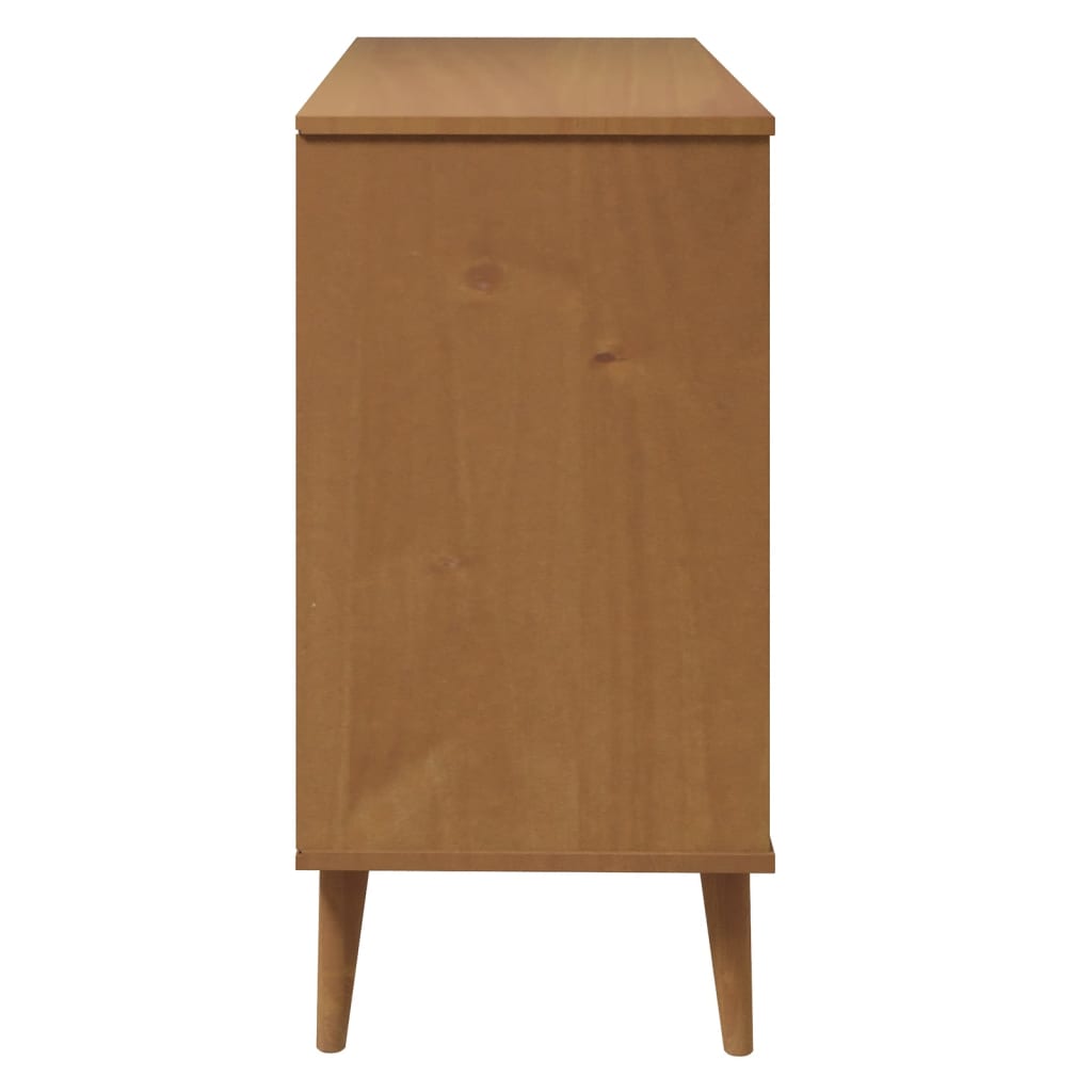 vidaXL Mesita de noche MOLDE madera maciza de pino marrón 113x40x80 cm