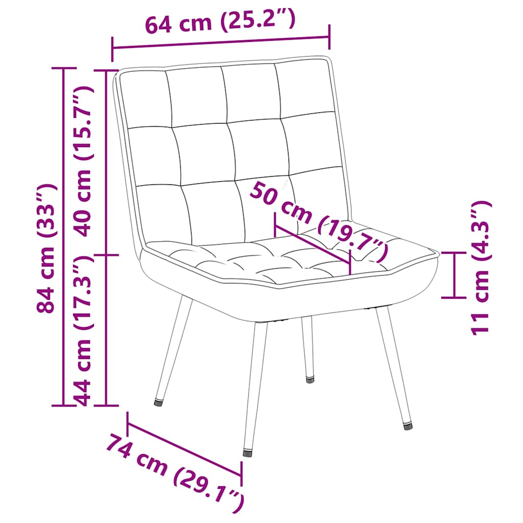 vidaXL Sillón de relax terciopelo rosa 64x74x84 cm