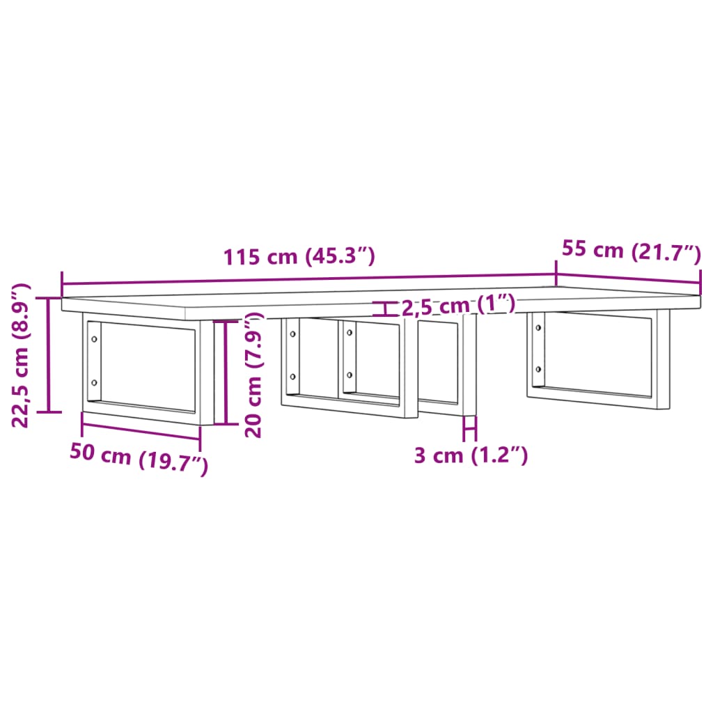 vidaXL Estante de lavabo de pared de acero y madera maciza de haya