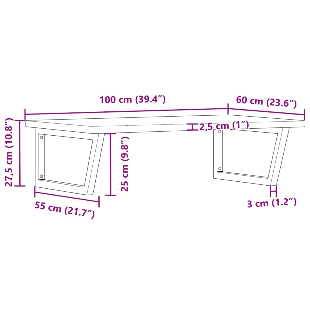 vidaXL Estante de lavabo de pared de acero y madera maciza de roble