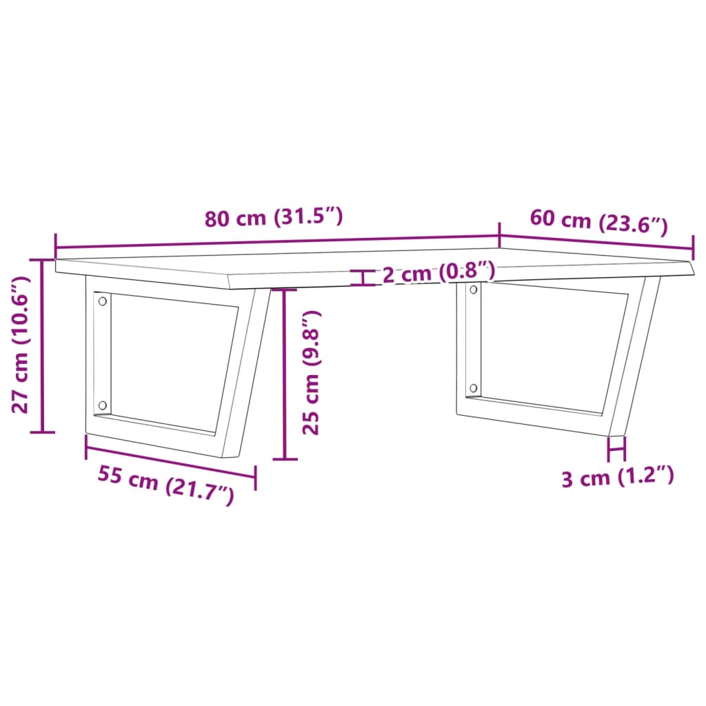 vidaXL Estante de lavabo de pared de acero y madera maciza de roble