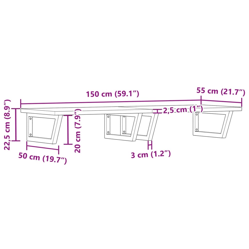 vidaXL Estante de lavabo de pared de acero y madera maciza de haya