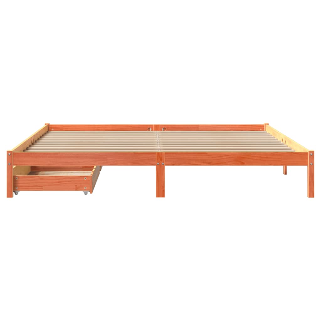 vidaXL Cama sin colchón madera maciza de pino marrón cera 180x200 cm