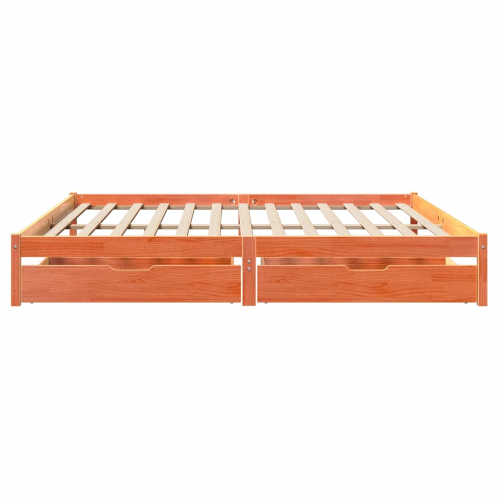 vidaXL Cama sin colchón madera maciza de pino marrón cera 180x200 cm