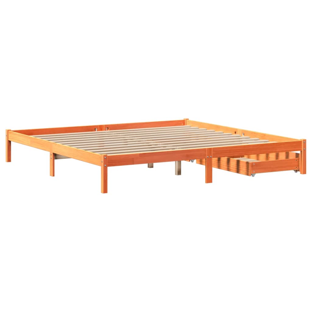 vidaXL Cama sin colchón madera maciza de pino marrón cera 180x200 cm