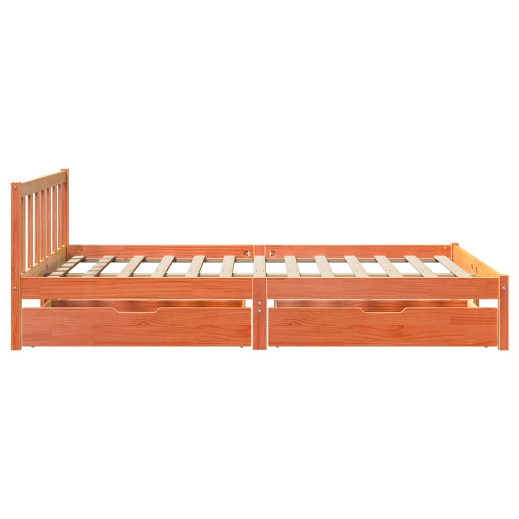 vidaXL Cama sin colchón madera maciza de pino marrón cera 120x200 cm