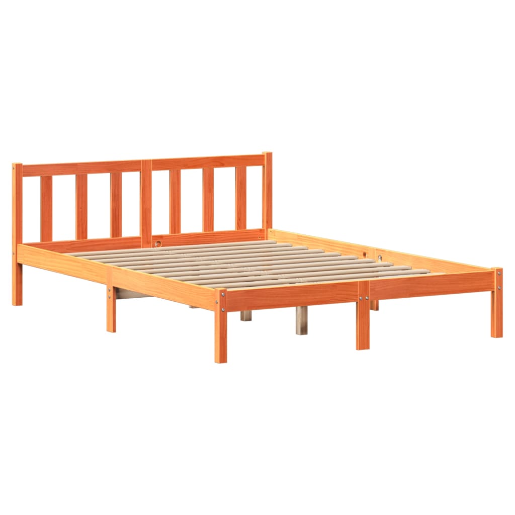 vidaXL Cama sin colchón madera maciza de pino marrón cera 120x200 cm