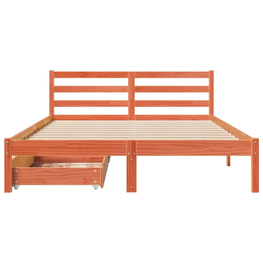 vidaXL Cama sin colchón madera maciza de pino marrón cera 120x200 cm