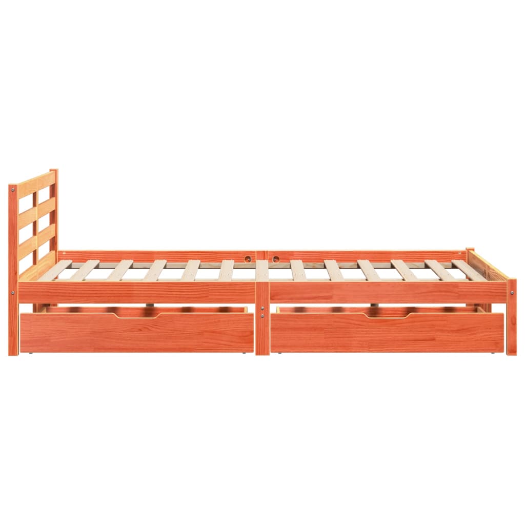 vidaXL Cama sin colchón madera maciza de pino marrón cera 120x200 cm