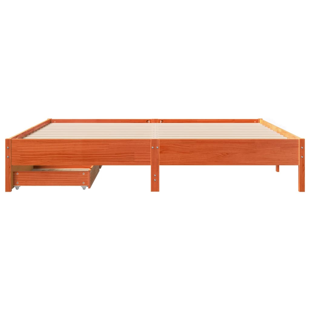 vidaXL Cama sin colchón madera maciza de pino marrón cera 200x200 cm