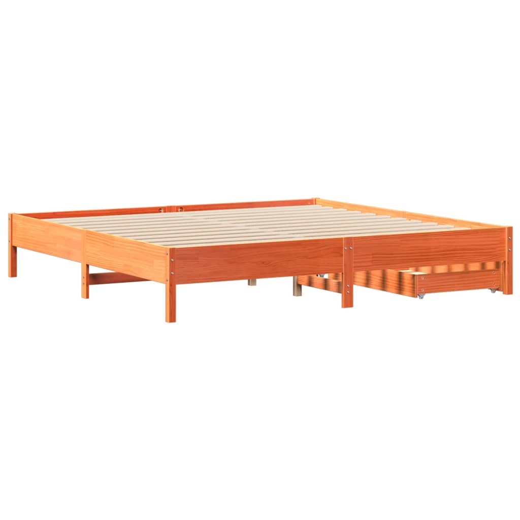 vidaXL Cama sin colchón madera maciza de pino marrón cera 200x200 cm