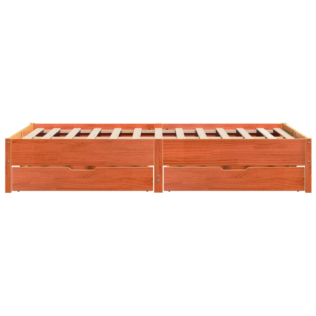 vidaXL Cama sin colchón madera maciza de pino marrón cera 140x190 cm