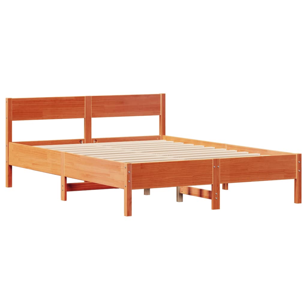 vidaXL Cama sin colchón madera maciza de pino marrón cera 120x200 cm