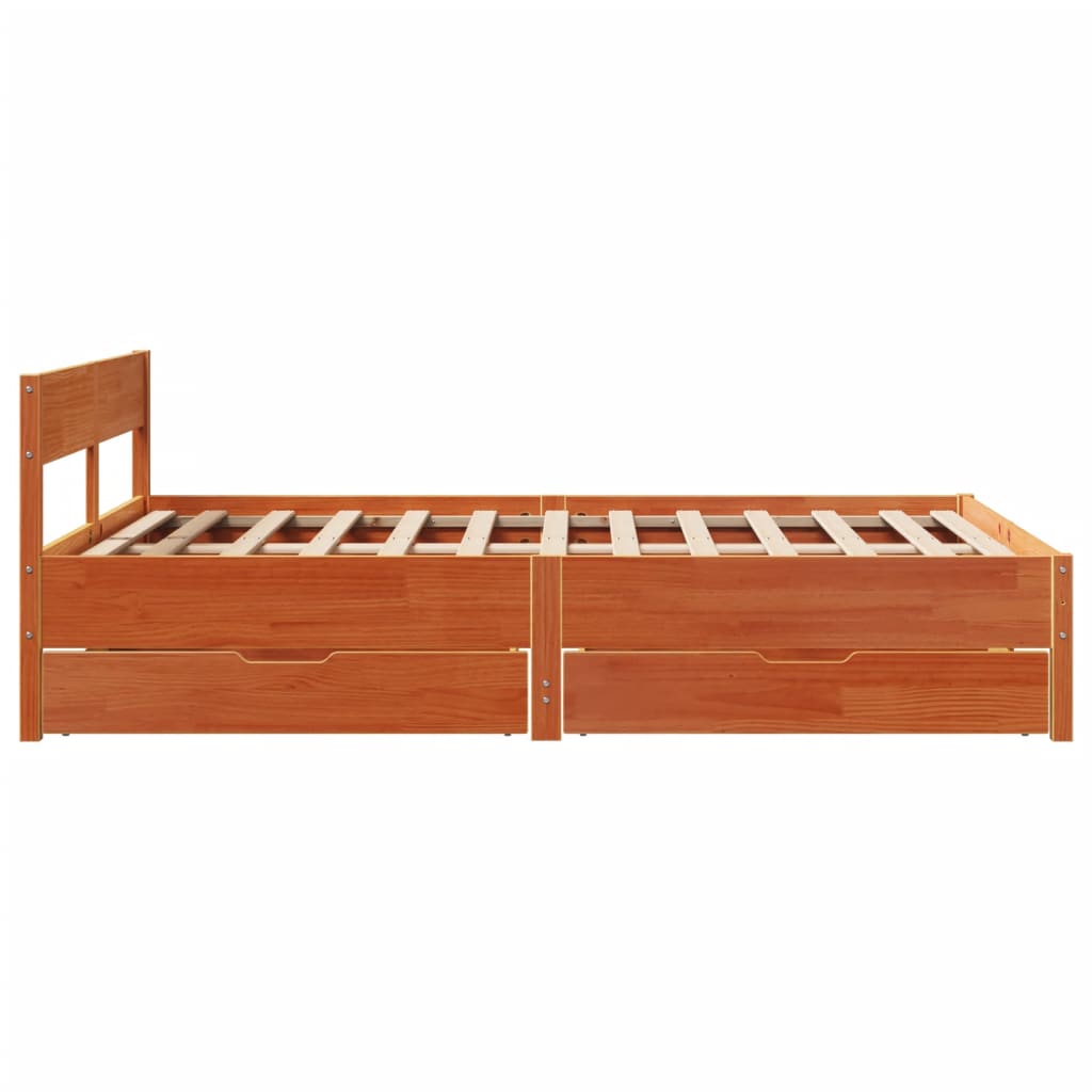 vidaXL Cama sin colchón madera maciza de pino marrón cera 120x200 cm