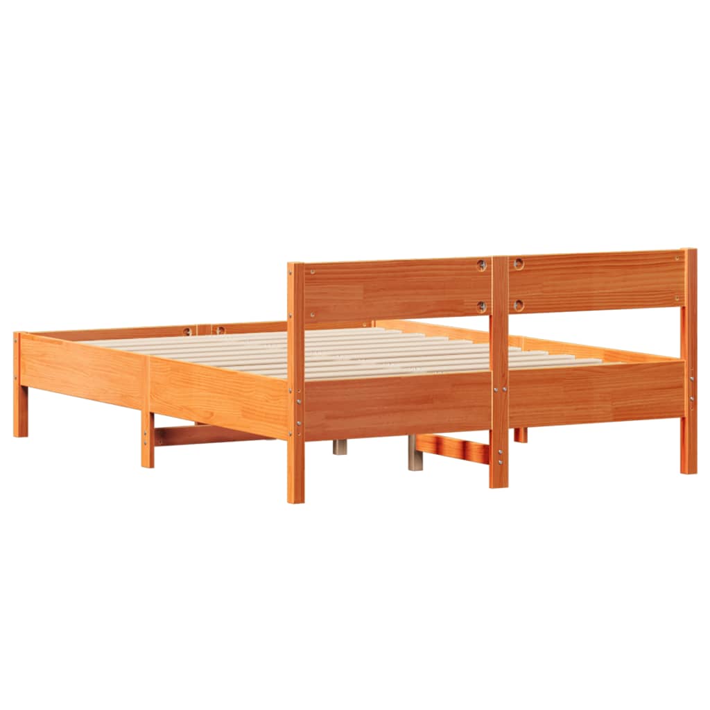 vidaXL Cama sin colchón madera maciza de pino marrón cera 120x200 cm