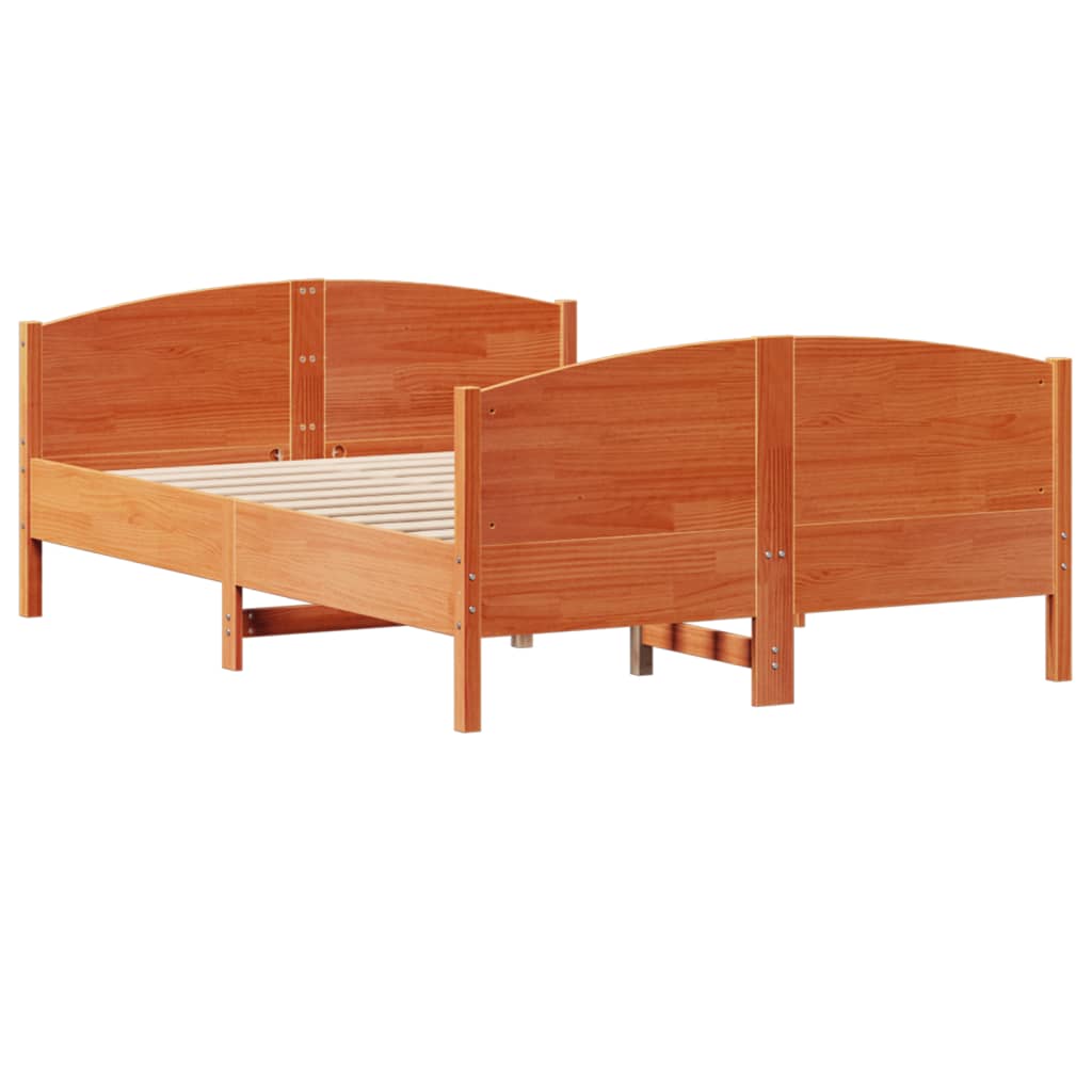 vidaXL Cama sin colchón madera maciza de pino marrón cera 120x200 cm