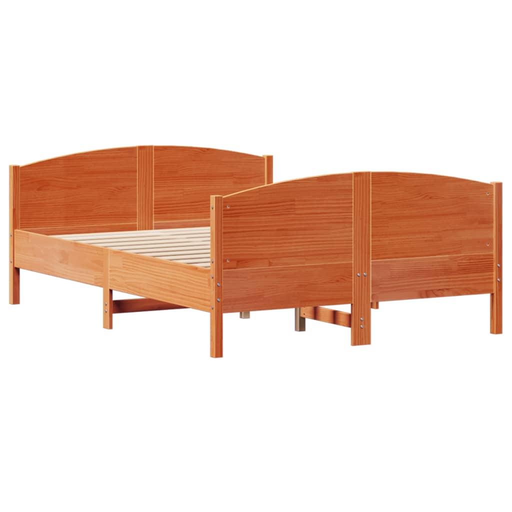 vidaXL Cama sin colchón madera maciza de pino marrón cera 120x200 cm