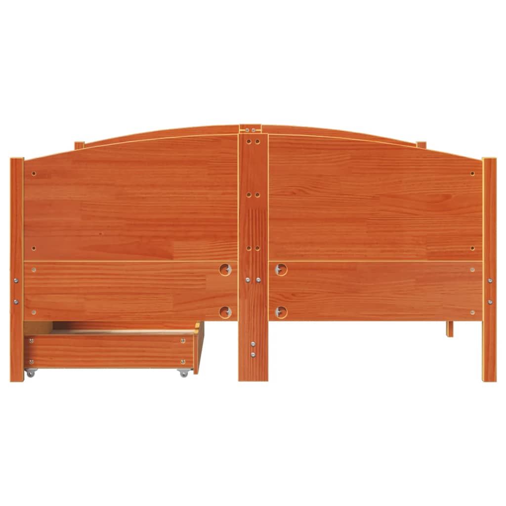 vidaXL Cama sin colchón madera maciza de pino marrón cera 140x190 cm