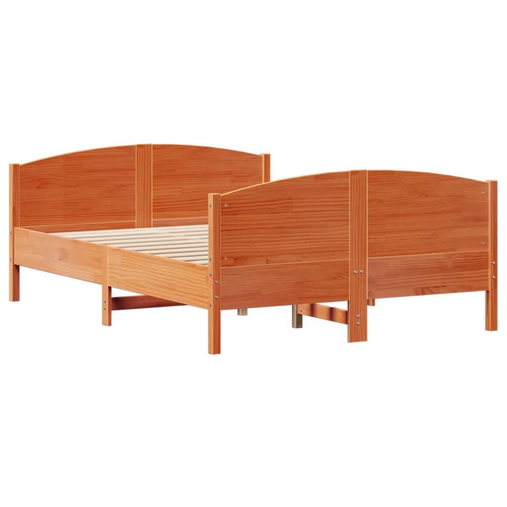 vidaXL Cama sin colchón madera maciza de pino marrón cera 140x190 cm