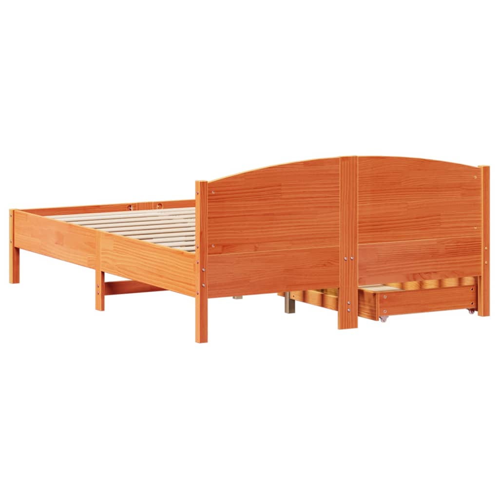 vidaXL Cama sin colchón madera maciza de pino marrón cera 140x200 cm