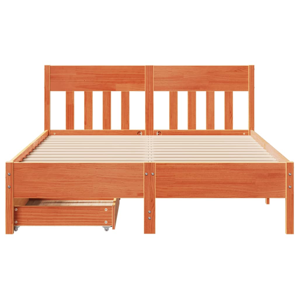 vidaXL Cama sin colchón madera maciza de pino marrón cera 120x200 cm