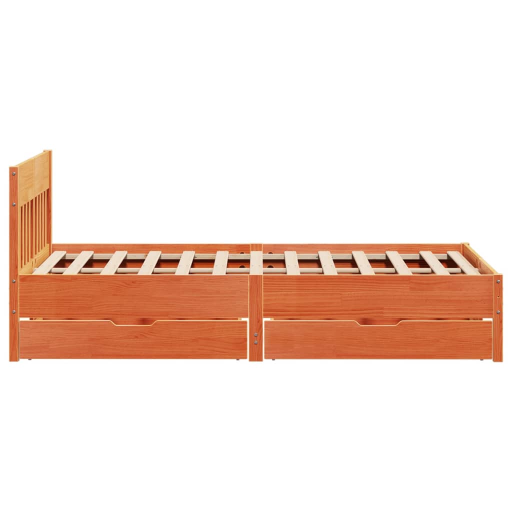 vidaXL Cama sin colchón madera maciza de pino marrón cera 120x200 cm