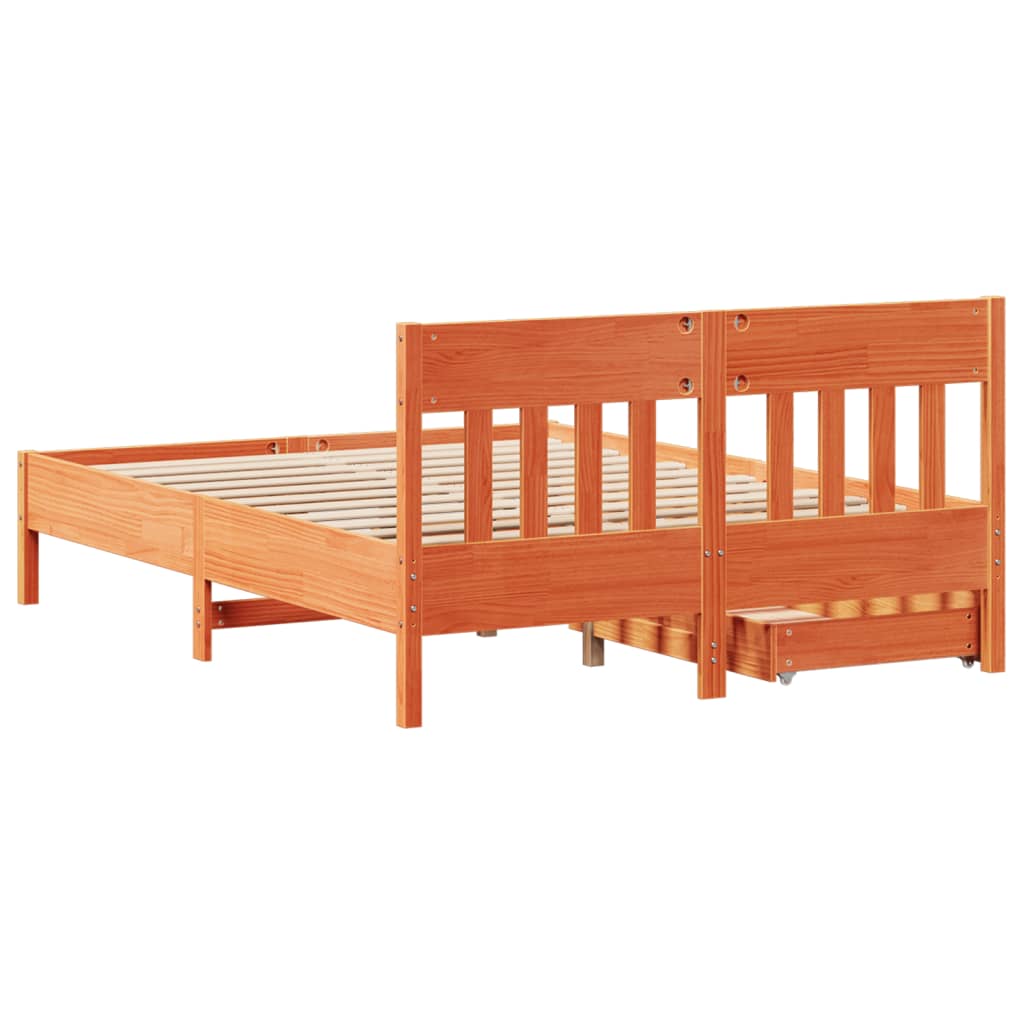 vidaXL Cama sin colchón madera maciza de pino marrón cera 120x200 cm