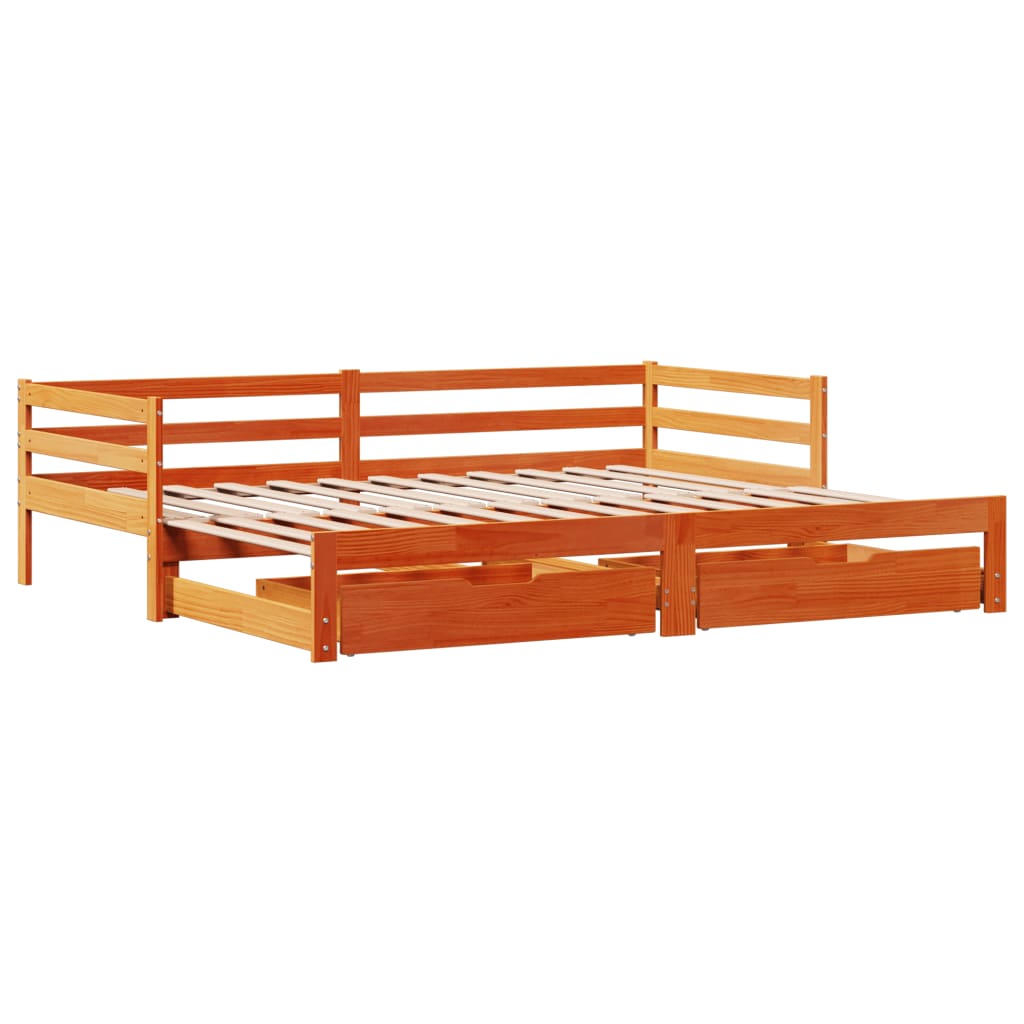 vidaXL Sofá cama nido con cajones madera maciza de pino 90x190 cm